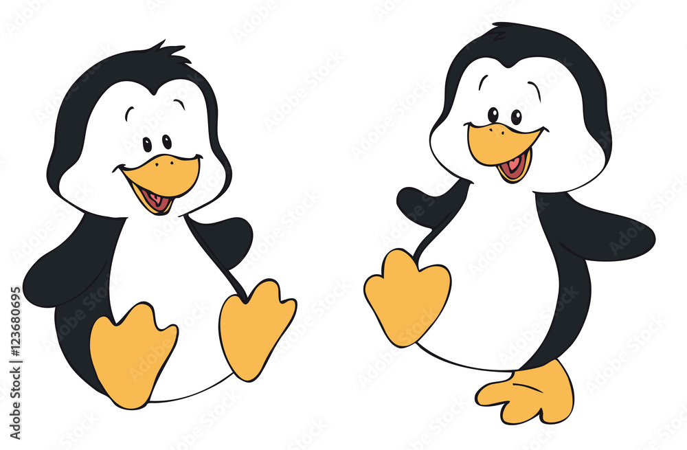 Fototapeta premium Zwei niedliche Pinguine