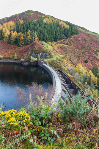 Clywedog reservoir and dam photo