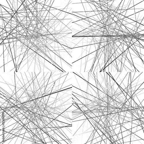 Geometric art with random chaotic intersecting lines. Set of 4 v