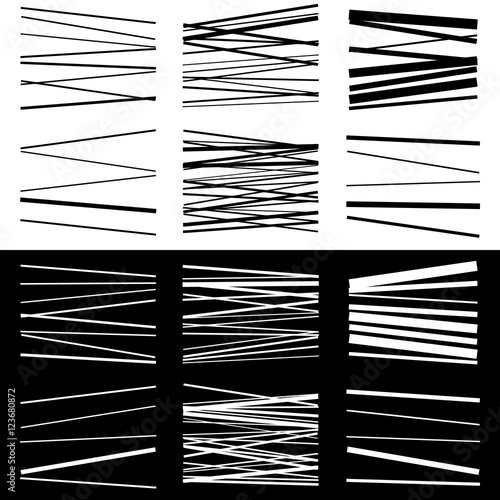 Set of abstract geometric elements with lines in black and white