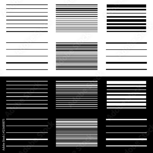 Set of abstract geometric elements with lines in black and white