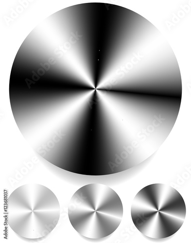 Metallic monochrome circle plates, sheets. 4 level of brightness