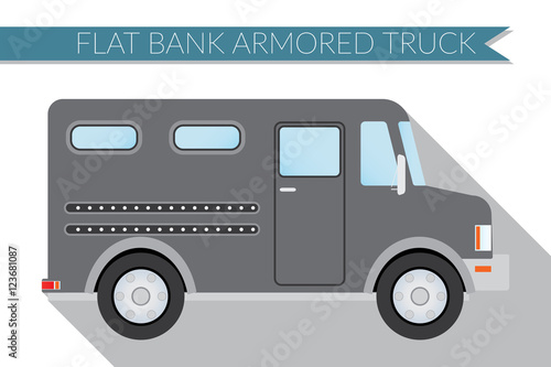 Flat design vector illustration city Transportation, bank armored Truck, side view