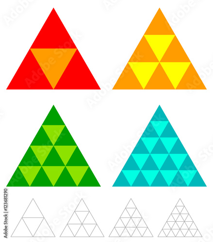 mosaic triangle elements with wireframe grid. tessellation, mosa
