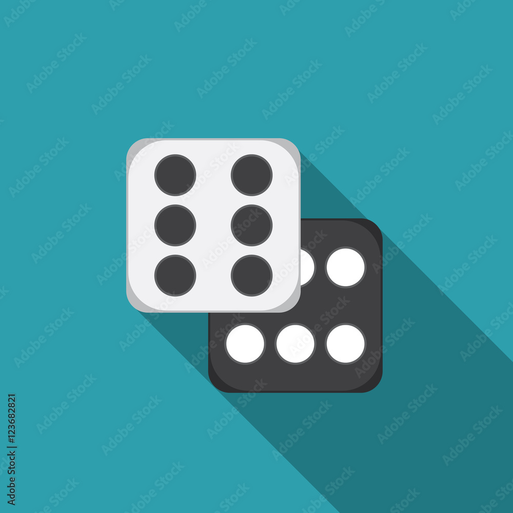 Flat design vector dice icon with long shadow Flat design vector dice icon with long shadow