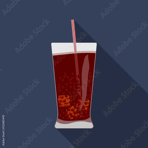 Flat design modern vector illustration of cold drink icon with long shadow