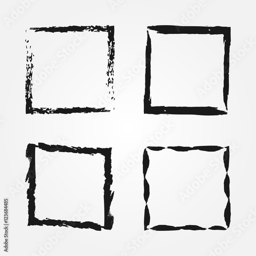 A set of empty square frame. Grunge, rough brush.