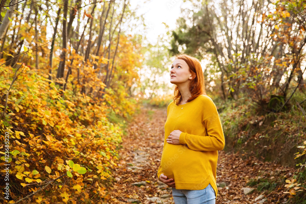 Beautiful pregnant woman in autumn. Beautiful pregnant woman in autumn.