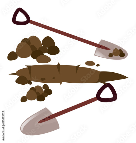 Two shovels and hole in the ground