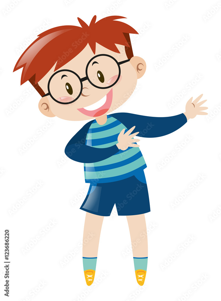 Little boy with glasses smiling
