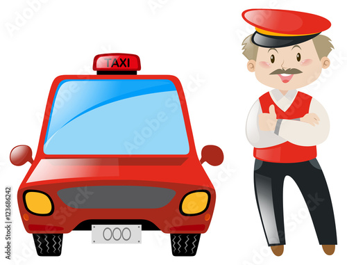 Taxi driver with red taxi