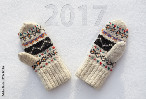 Mittens in the snow and numbers 2017