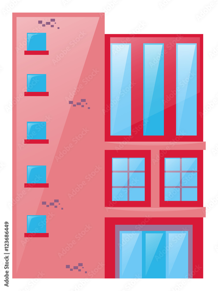 Building painted pink and red Building painted pink and red