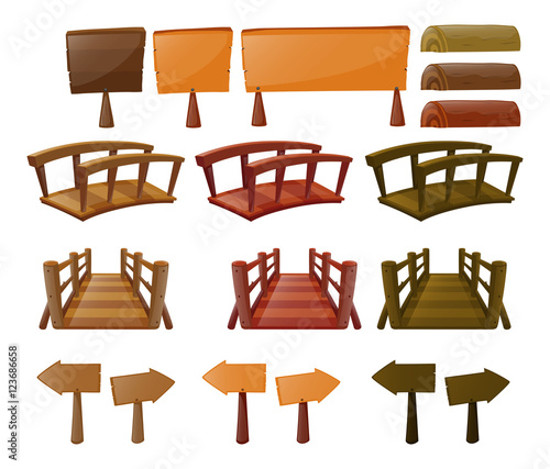 Different design of bridges and signs