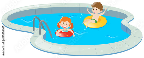 Two kids in swimming pool