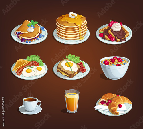 Set of food for breakfast Classic breakfast