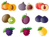 Set of fresh fruits on white