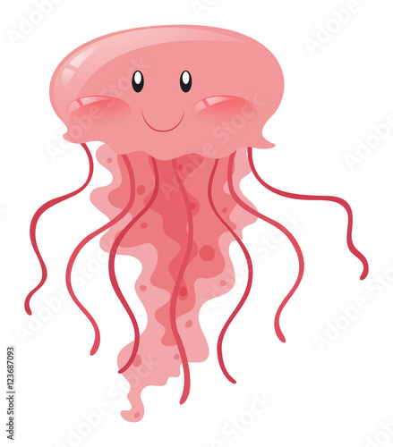 Pink jellyfish with happy face