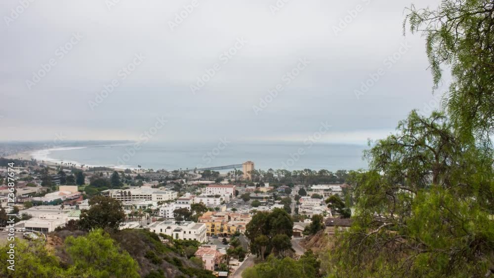 Time lapse of Hazy clouds lifting off Ventura ocean horizon and downtown. Time lapse of Hazy clouds lifting off Ventura ocean horizon and downtown.