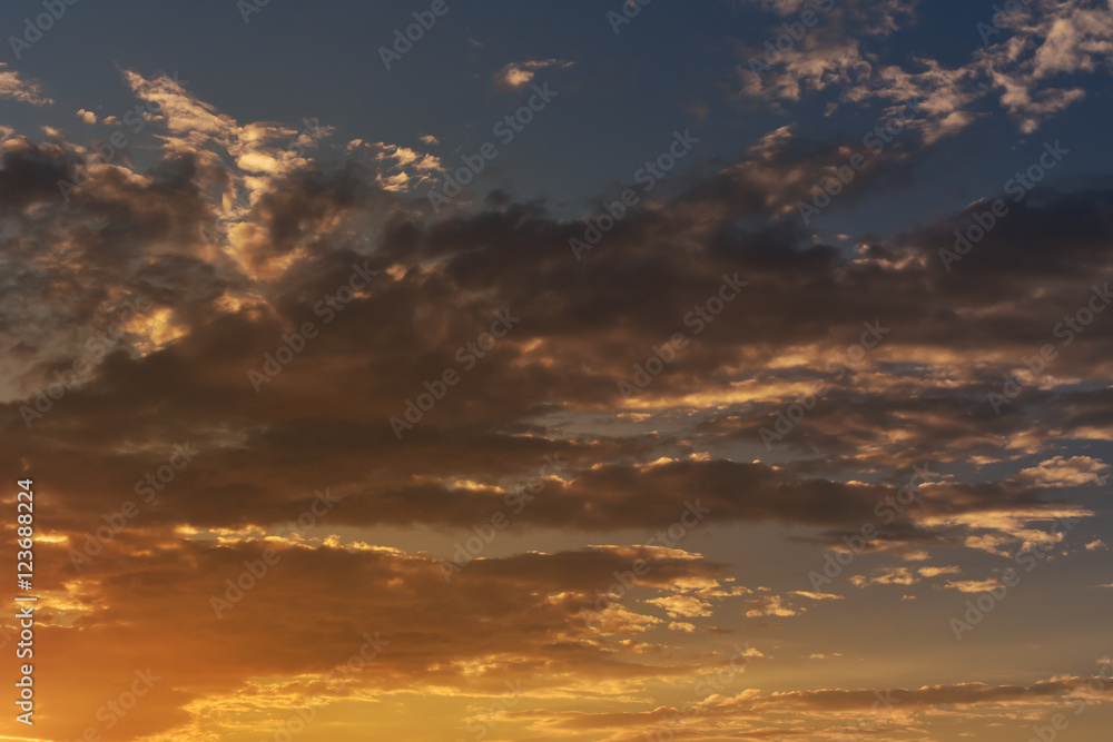 Beautiful sunlight over sky with clouds for background