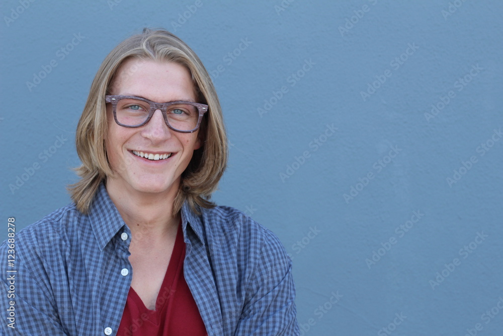 Handsome young smiley man with glasses Handsome young smiley man with glasses
