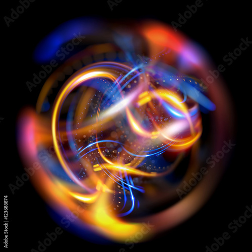 Abstract ring background. Glowing spiral. The energy flow tunnel. shine round frame with light circles light effect. glowing cover. Space for message. Light sphere. Atom power.