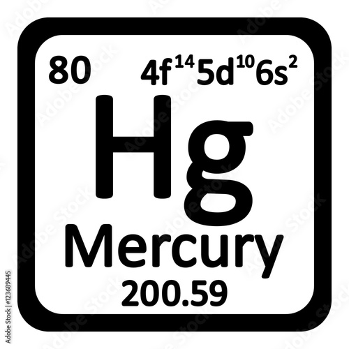 Periodic table element mercury icon.