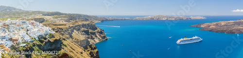 Obraz na płótnie Nea Kameni volcanic island in Santorini Greece w salonie