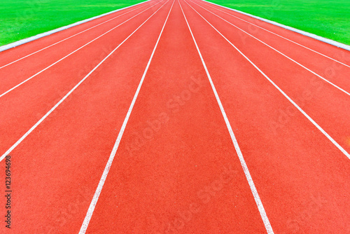 Red running tracks in sport stadium © jaboo_foto