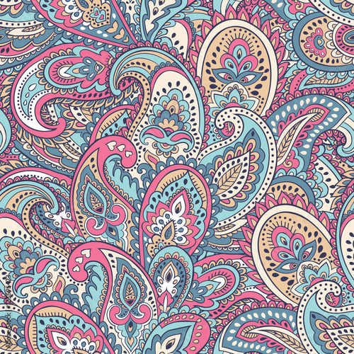 Beautiful Indian floral paisley seamless ornament print. Ethnic 