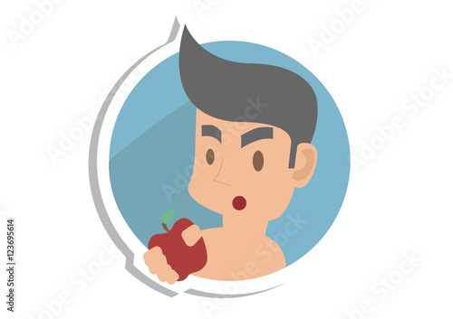Adam's Apple, Man Holding and Going to Eat Apple