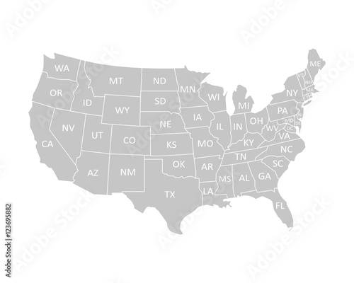 USA map with states