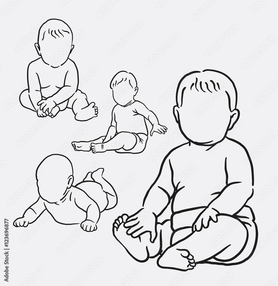 Baby action hand drawing. Good use for symbol, logo, web icon, mascot, game element, object, sign, or any design you want. Baby action hand drawing. Good use for symbol, logo, web icon, mascot, game element, object, sign, or any design you want.