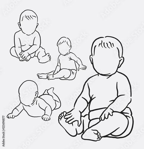 Baby action hand drawing. Good use for symbol, logo, web icon, mascot, game element, object, sign, or any design you want.