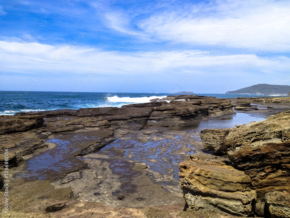 Mudstone and sandstone rock platforms south coast, Australia.