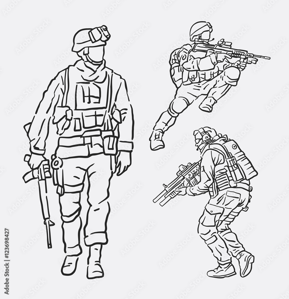 Soldier Drawing Coloring book Army, Soldier, people, monochrome png | PNGEgg