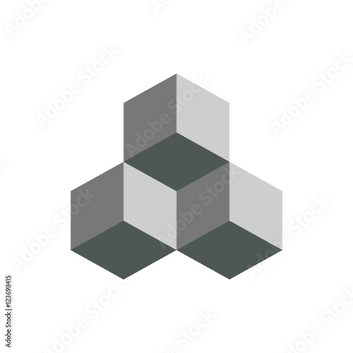 Cube isometric logo concept, 3d vector illustration. Flat design style. Cube construction. Sign pattern. Graphic design. Fashion background abstract texture. Template for print, textile, wrapping.
