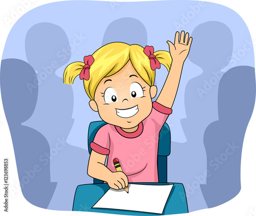 Kid Girl Raise Hand Class