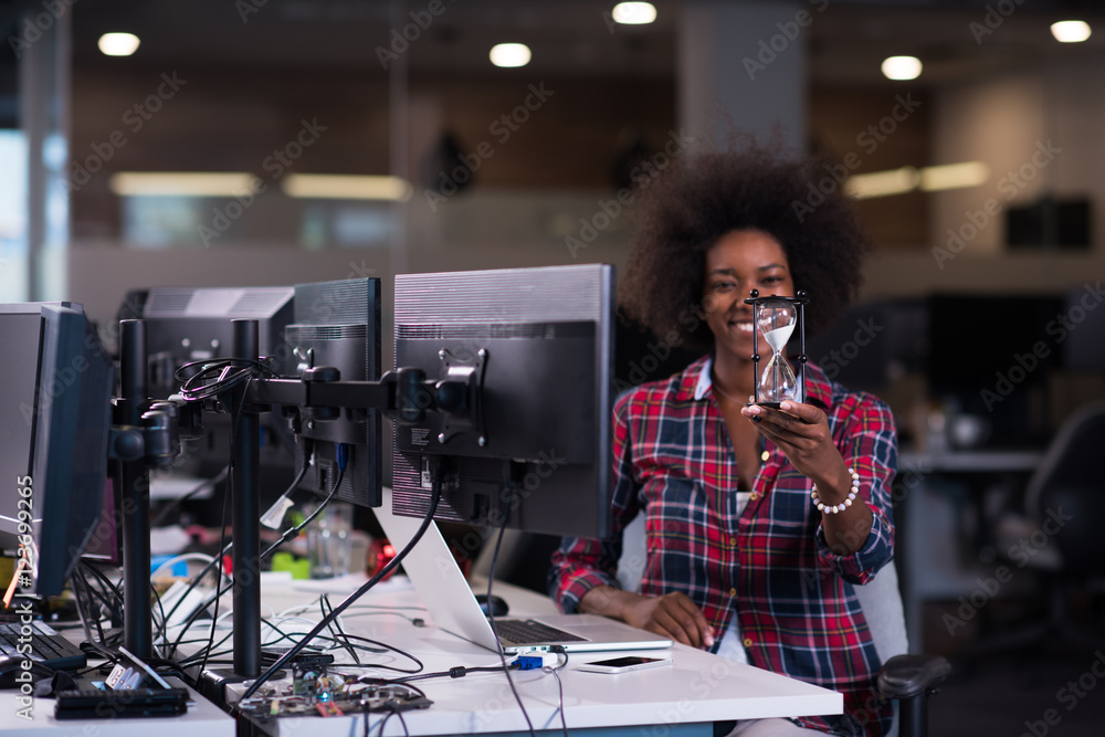 portrait of a young successful African-American woman in modern portrait of a young successful African-American woman in modern
