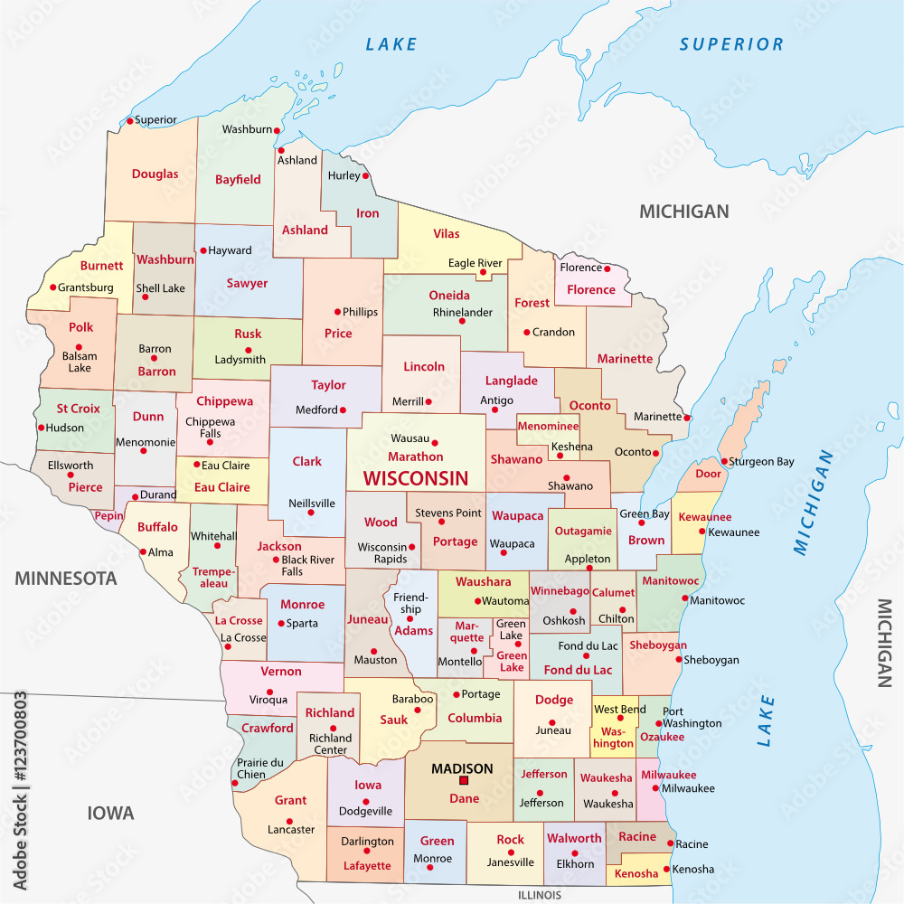 Obraz premium wyoming administrative map