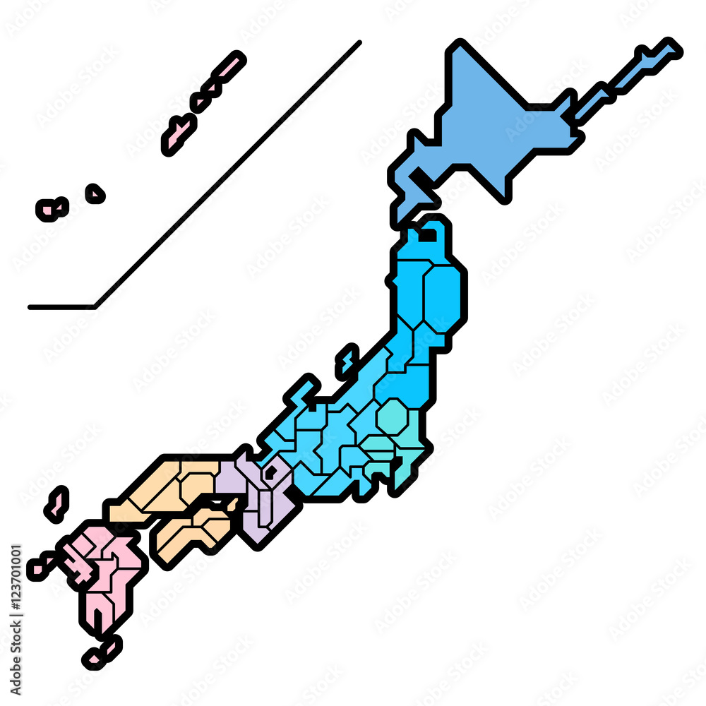 シンプルな日本略地図 13 Stock Vector Adobe Stock