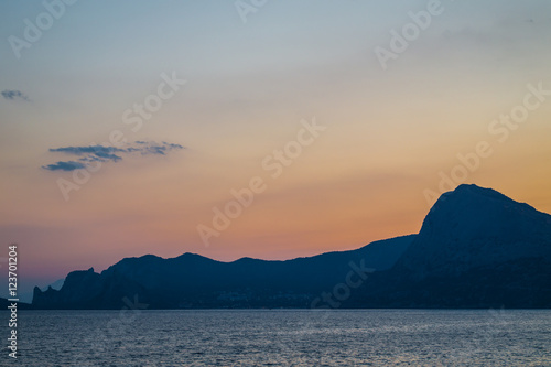 Sunset over the Crimean mountains