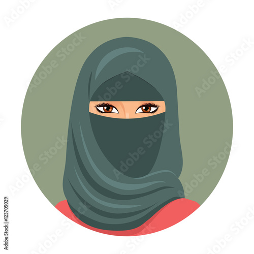 Arabic muslim woman portrait in niqab Isolated on a white background