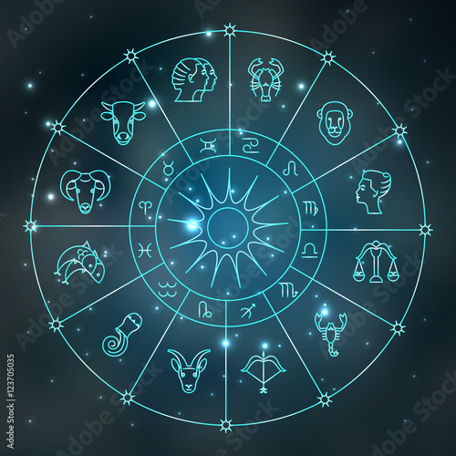 Zodiacal circle with astrology signs. Vector design element isolated on background. Zodiac Signs..