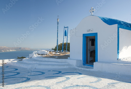 Profitis Ilias (Προφήτη Ηλία) Chapel, Faliraki, Rhodes Island, Greece. This exquisite and beautiful monastery is built high on the hill top above Anthony Quinn and Ladiko Bays.
