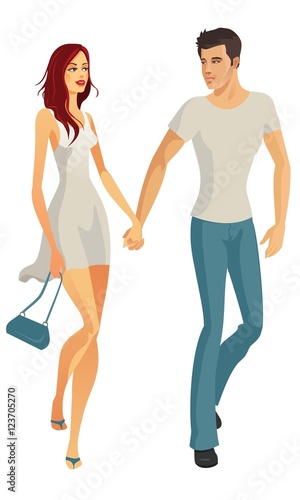 man and woman walking together