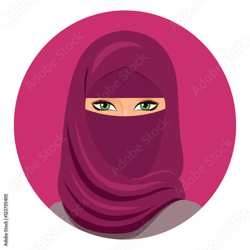 Arabic muslim woman in niqab Isolated on a white background