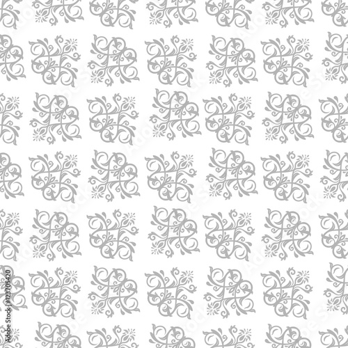 Fototapeta Naklejka Na Ścianę i Meble -  Damask vector classic silver pattern. Seamless abstract background with repeating diagonal elements