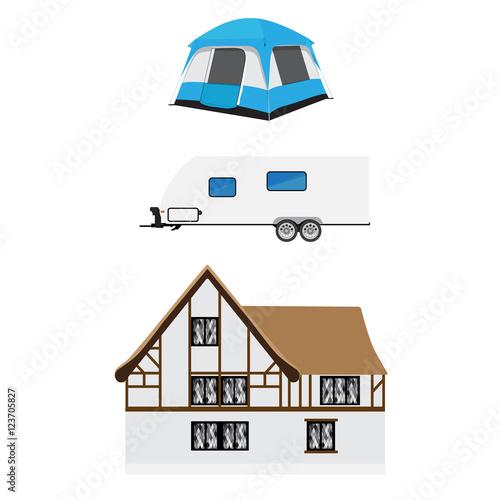 Trailer, tent and medieval house © viktorijareut