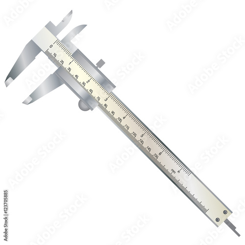 Vernier caliper isolated on white background. Construction tool.